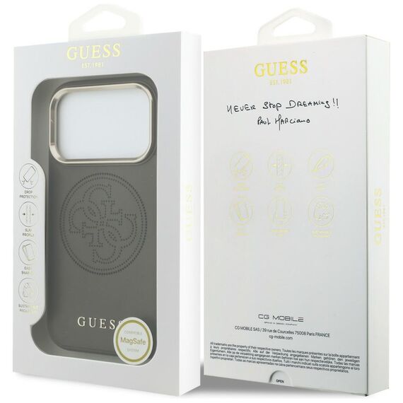 Etui Guess Perforated 4G MagSafe na iPhone 17 Pro - brązowe