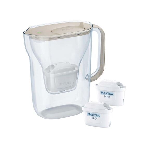 Brita Style Essential filter jug + 2 Maxtra Pro Pure Performance filter cartridges (sand-coloured)