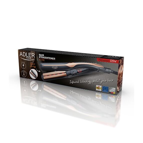 Adler AD 2318 hair styling tool Straightening iron Warm Black, Coral 120 W