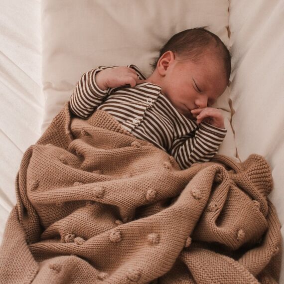 Ooh Noo - Popcorn Baby Blanket - Caramel - 75x95 cm / Baby and Children