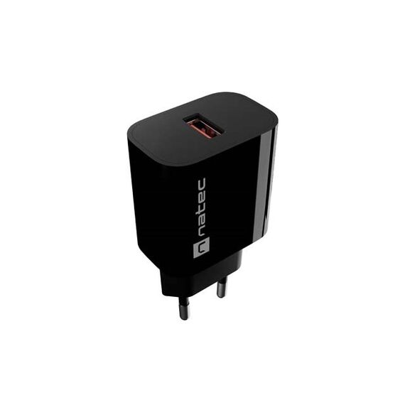 WALL CHARGER NATEC RIBERA 1X USB-A 18W BLACK | Techbox