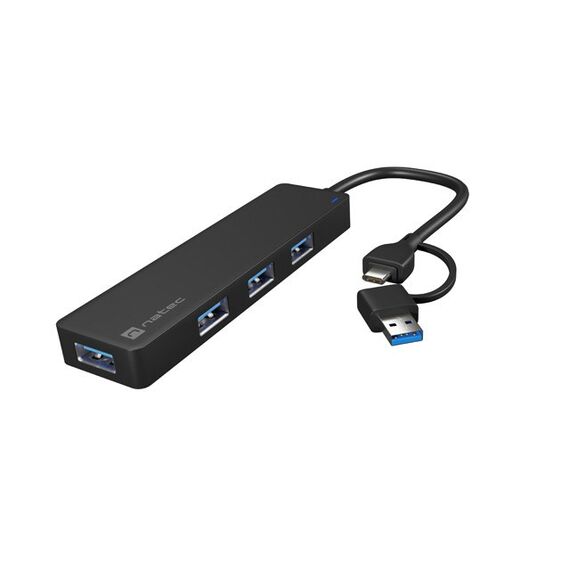 NATEC HUB USB-C 3.0 MAYFLY 4-PORTS + USB-A ADAPTER