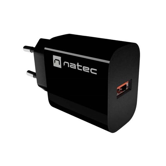 WALL CHARGER NATEC RIBERA 1X USB-A 18W BLACK | Techbox