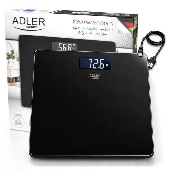 Bathroom scale ADLER AD 8194b rechargeable USB-C Black