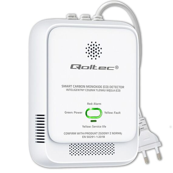 Qoltec 52576 Carbon monoxide sensor | CO detector | alarm 85dB | LED