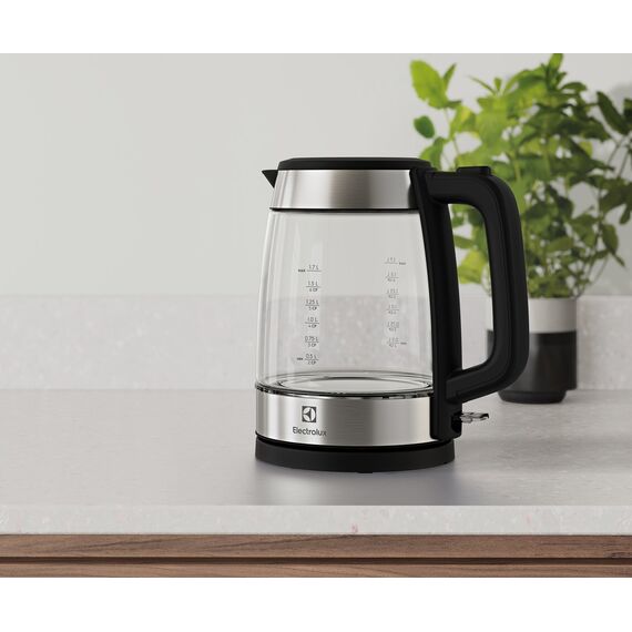 Electrolux E4GK1-4GB electric kettle 1.7 L 2200 W Black, Stainless steel, Transparent