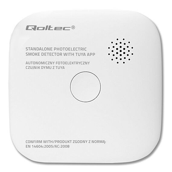 Qoltec 52579 Wireless smoke detector with battery | Tuya | Wi-fi | sensor service life 10 years | alarm 85dB | LED