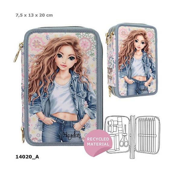 Topmodel - TOPModel Triple Pencil Case - FESTIVAL FUN - Cream, Light Blue / Toys
