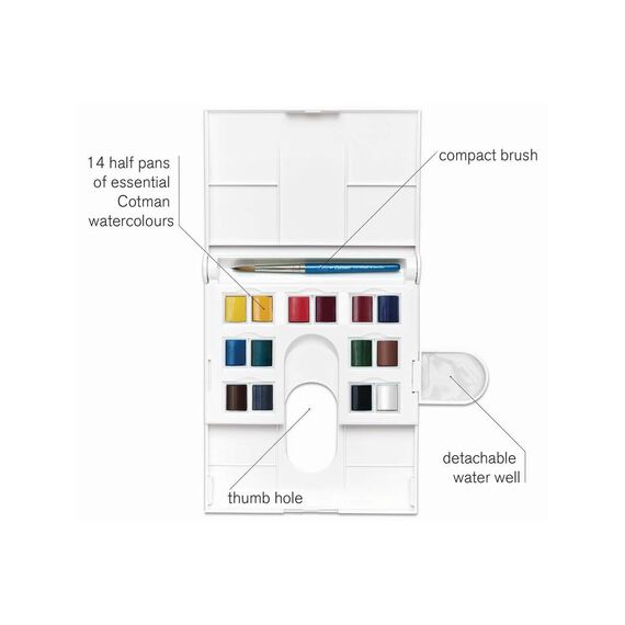 Winsor & Newton - Cotman Watercolour Set 14x1/2 Pans (831058) / Toys