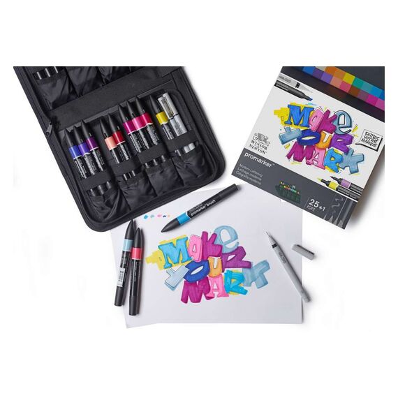 Winsor & Newton - Promarker Set, Modern Lettering 25pcs+walle (839997) / Toys