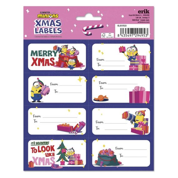 Minions Self-Adhesive Labels Christmas