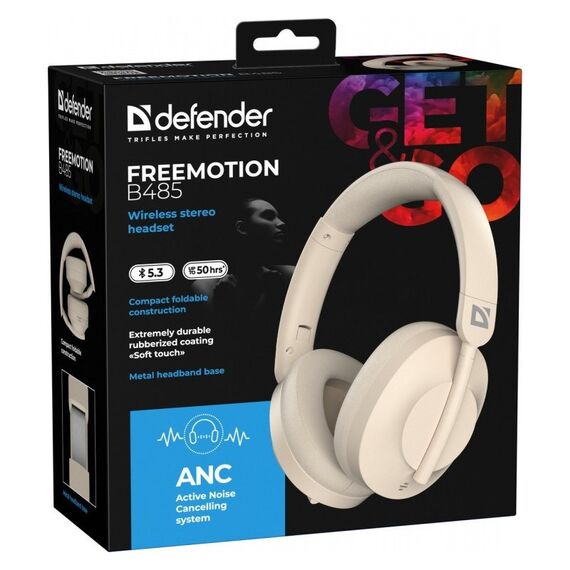 HEADPHONES DEFENDER BLUETOOTH FREEMOTION B485 ANC BEIGE