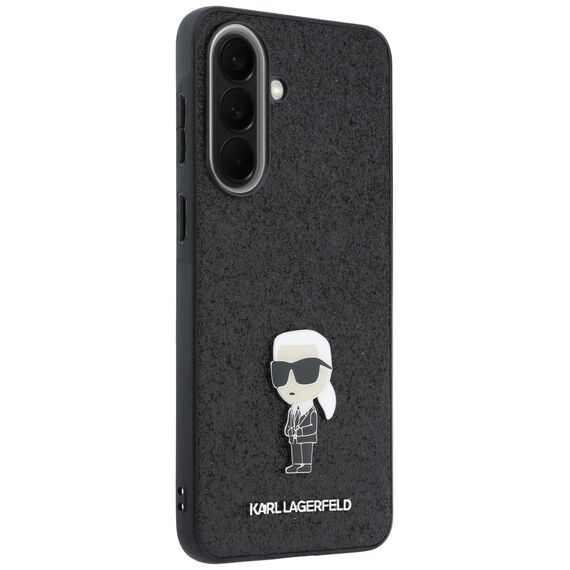 Etui Karl Lagerfeld Fixed Glitter Ikonik Logo Metal Pin na Samsung Galaxy A57 5G - czarne