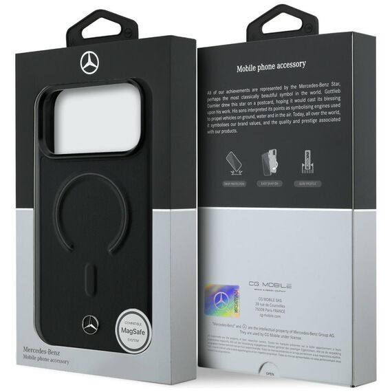 Etui Mercedes Leather 3D MagSafe na iPhone 17 Pro - czarne