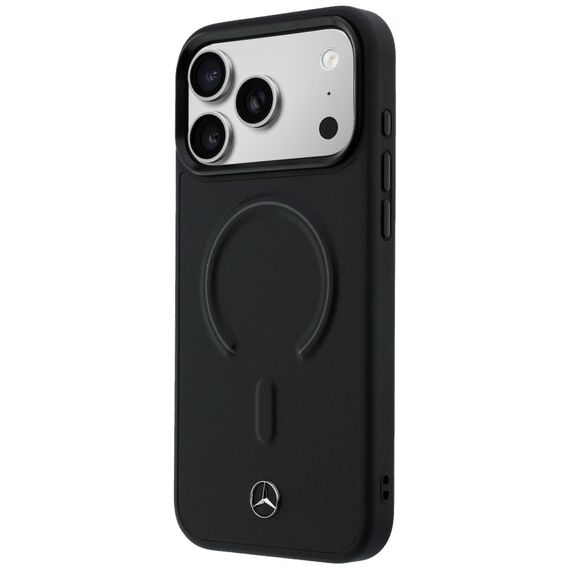 Etui Mercedes Leather 3D MagSafe na iPhone 17 Pro Max - czarne