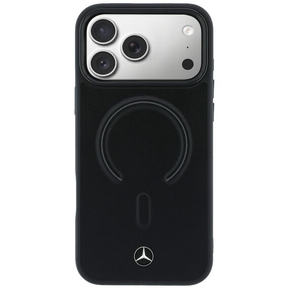 Etui Mercedes Leather 3D MagSafe na iPhone 17 Pro Max - czarne