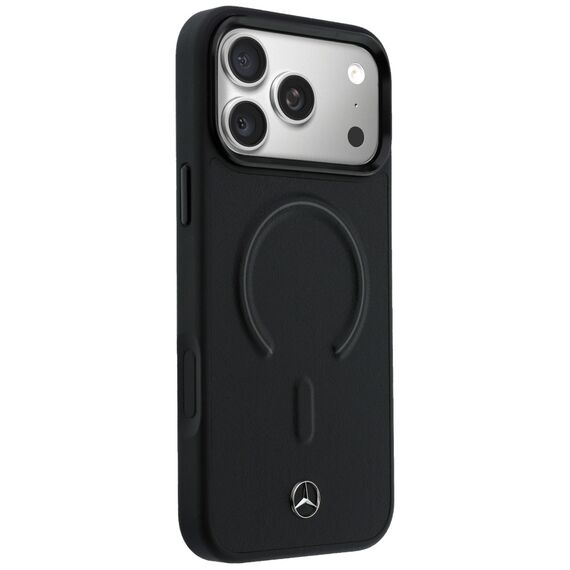 Etui Mercedes Leather 3D MagSafe na iPhone 17 Pro Max - czarne