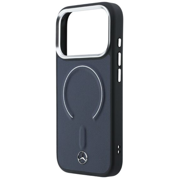 Etui Mercedes Leather 3D MagSafe na iPhone 17 Pro Max - granatowe