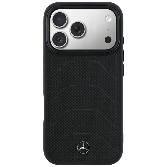 Etui Mercedes Leather Mesh with Bow Line MagSafe na iPhone 17 Pro - czarne