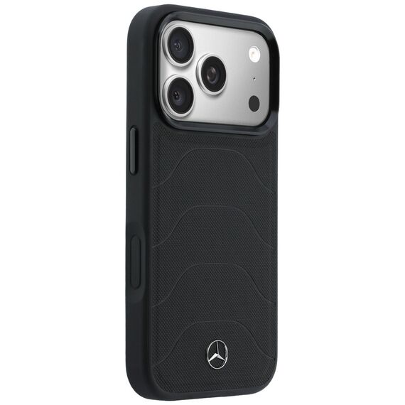 Etui Mercedes Leather Mesh with Bow Line MagSafe na iPhone 17 Pro - czarne