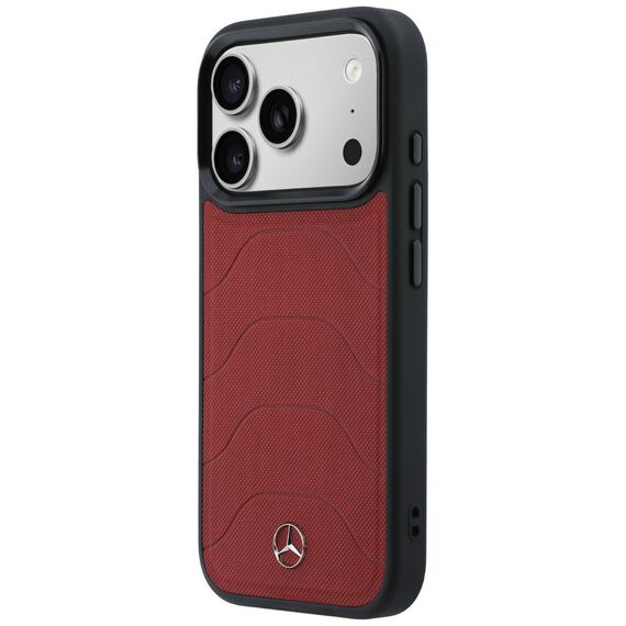 Etui Mercedes Leather Mesh with Bow Line MagSafe na iPhone 17 Pro - czerwone