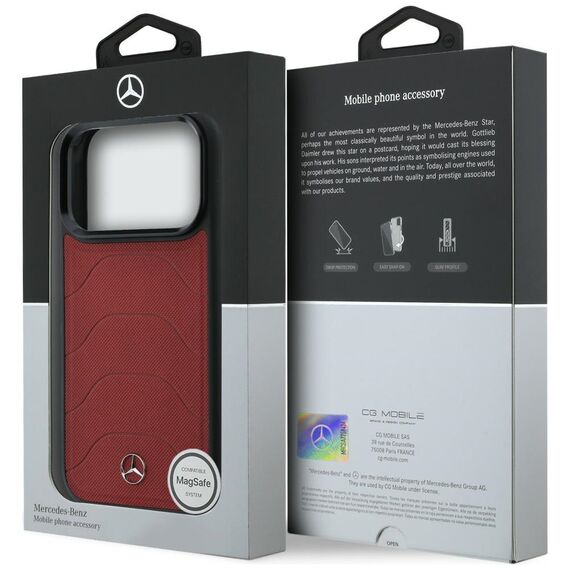 Etui Mercedes Leather Mesh with Bow Line MagSafe na iPhone 17 Pro - czerwone