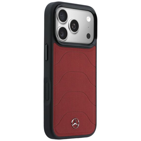 Etui Mercedes Leather Mesh with Bow Line MagSafe na iPhone 17 Pro Max - czerwone