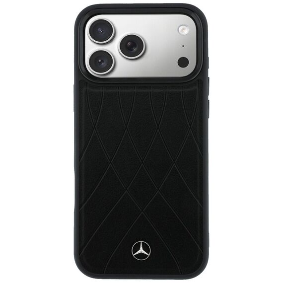 Etui Mercedes Leather with Crossed Lines MagSafe na iPhone 17 Pro - czarne