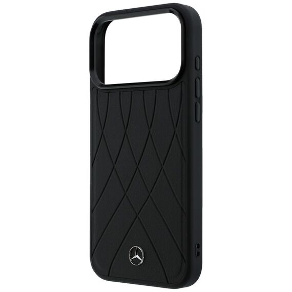 Etui Mercedes Leather with Crossed Lines MagSafe na iPhone 17 Pro - czarne