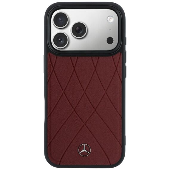 Etui Mercedes Leather with Crossed Lines MagSafe na iPhone 17 Pro Max - czerwone