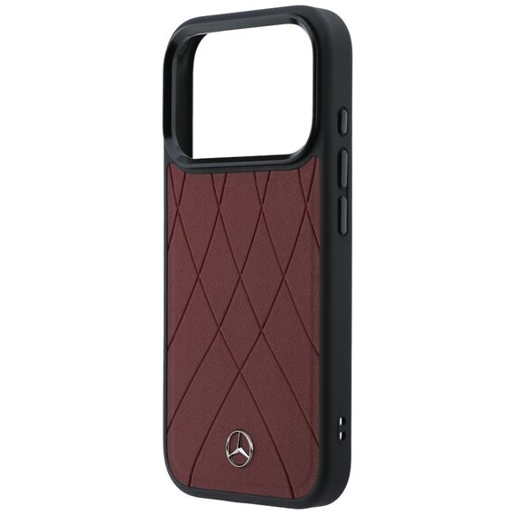 Etui Mercedes Leather with Crossed Lines MagSafe na iPhone 17 Pro Max - czerwone
