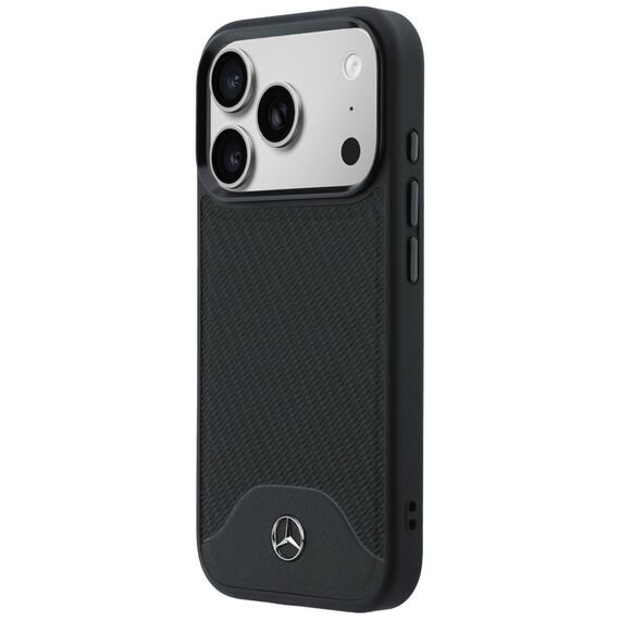 Etui Mercedes Leather Wood Effect and Curve MagSafe na iPhone 17 Pro - czarne