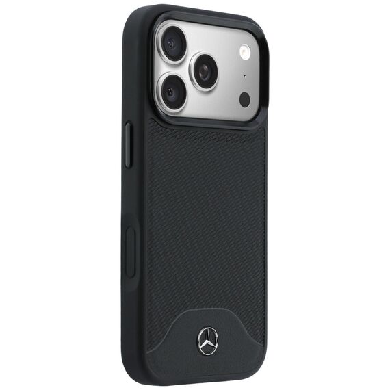 Etui Mercedes Leather Wood Effect and Curve MagSafe na iPhone 17 Pro - czarne