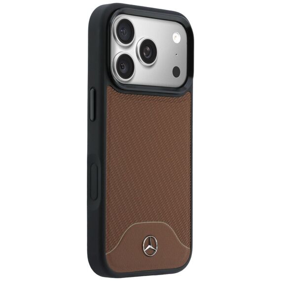 Etui Mercedes Leather Wood Effect and Curve MagSafe na iPhone 17 Pro Max - brązowe