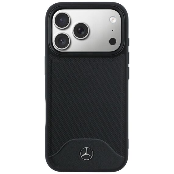 Etui Mercedes Leather Wood Effect and Curve MagSafe na iPhone 17 Pro Max - czarne