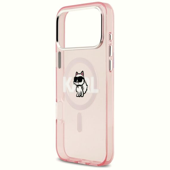 Etui Karl Lagerfeld IML Choupette Sketch Logo MagSafe na iPhone 17 Pro Max - różowe