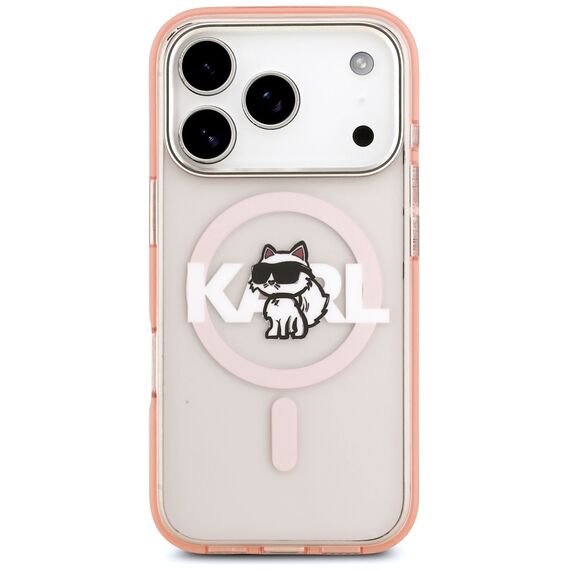 Etui Karl Lagerfeld IML Choupette Sketch Logo MagSafe na iPhone 17 Pro - różowe