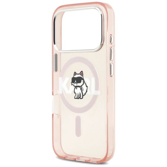 Etui Karl Lagerfeld IML Choupette Sketch Logo MagSafe na iPhone 17 Pro - różowe