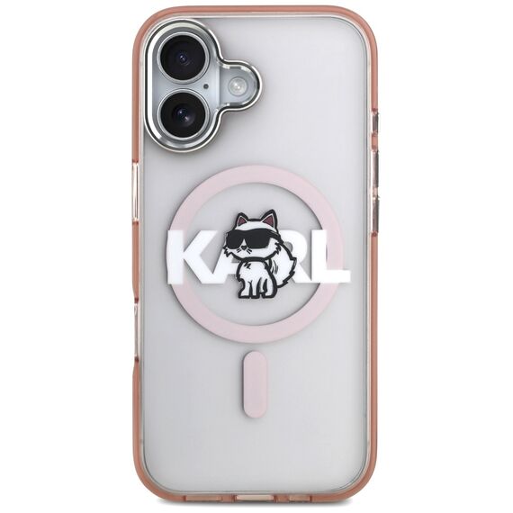 Etui Karl Lagerfeld IML Choupette Sketch Logo MagSafe na iPhone 17 - różowe