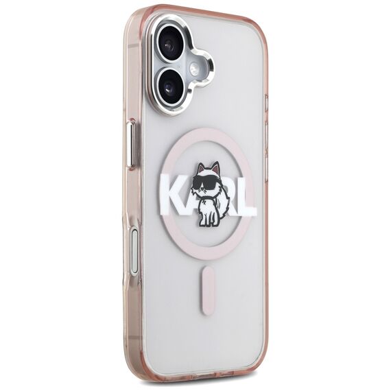 Etui Karl Lagerfeld IML Choupette Sketch Logo MagSafe na iPhone 17 - różowe
