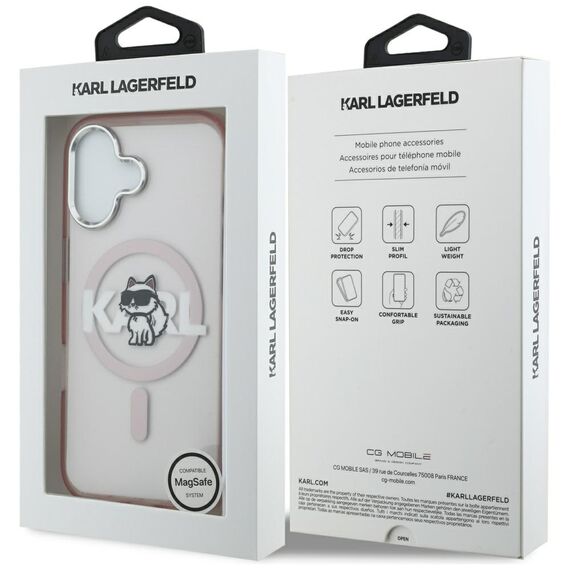 Etui Karl Lagerfeld IML Choupette Sketch Logo MagSafe na iPhone 17 - różowe