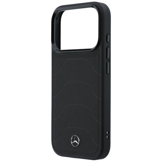 Etui Mercedes Leather Mesh with Bow Line MagSafe na iPhone 17 Pro Max - czarne