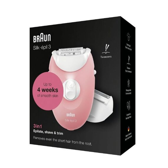 BRAUN Silk-épil 3 SE3-277 Epilator, White and Pink