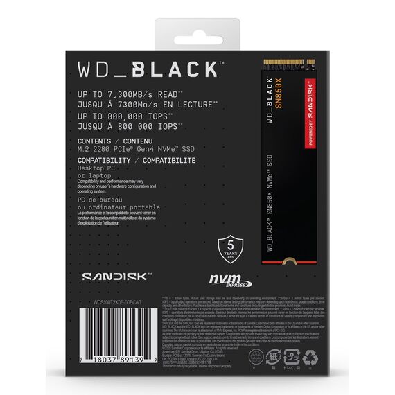 Western Digital Black WD_BLACK™ SN850X NVMe™ SSD POWERED BY SANDISK 1 TB