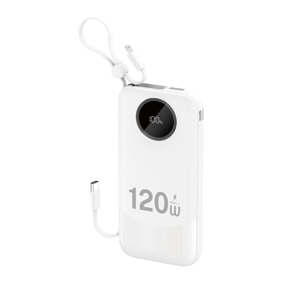 Dudao K13 10000mAh Powerbank with Built-in Cable - White | Techbox
