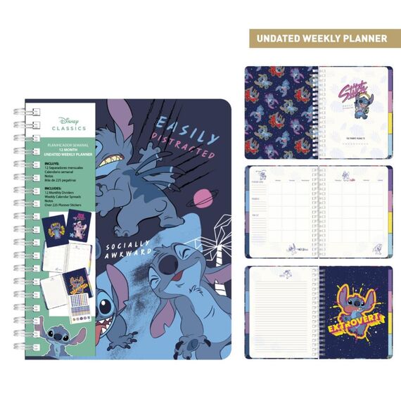STITCH - Undated Weekly Planner Calendar + Dividers - 19 x 24 x 2 cm