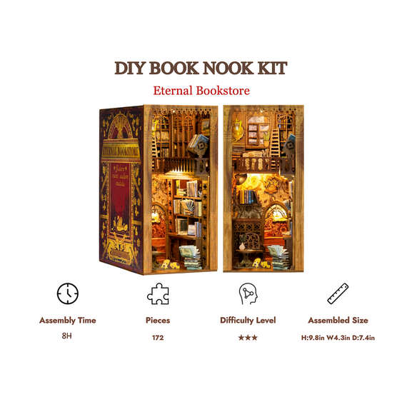 BOOK NOOK KIT - DIY - Eternal Bookstore - 172pc + LED Light