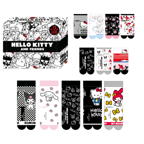 HELLO KITTY & Friends - Gift Box - 12 Pairs of Socks (S 3-7,5)