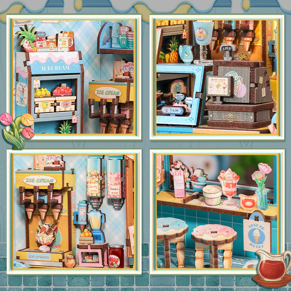MINIATURE HOUSE - DIY- Bella's Ice Cream - 225pc + LED Light