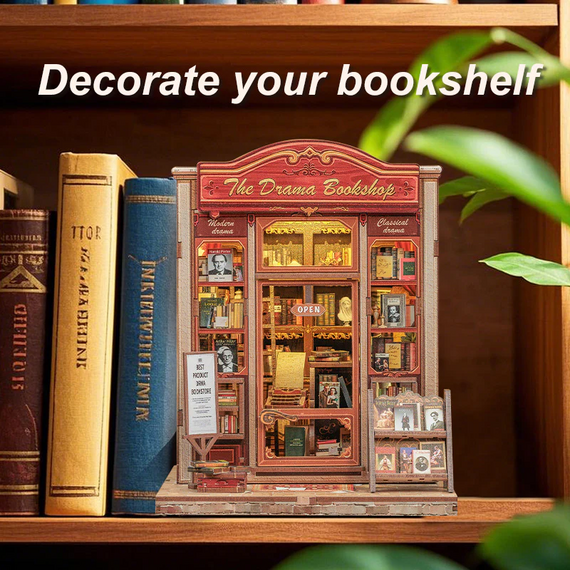 MINIATURE HOUSE - DIY - Drama Bookshop - 253pc + LED Light